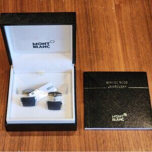 $430 New 100% Auth Montblanc Cufflinks Stainless Steel with black PVD